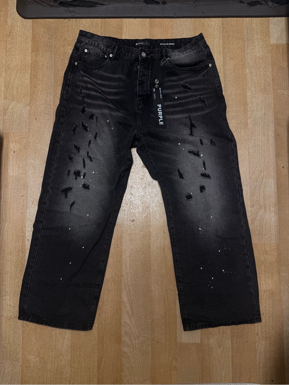 Purple Brand Relaxed Black Distressed Jeans for Men